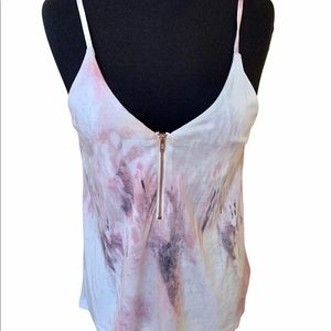 Silence + Noise Spaghetti Strap Pink Tie Dye Top